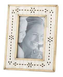 Royal Indian Traditional Handmade Lightweight Silk Screen Printed Decorative Wood <b>Frame</b> <b>White</b> Bone Inlay Customizable Color Logo - Product Image 2