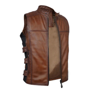 Leather Vest Premium <b>Biker</b> Leather <b>Waistcoat</b> OEM Bulk Supply Wholesale Export Global Fashion Buyers - Product Image 4