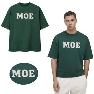 Camiseta de Hombre con Bordado Desgastado Personalizado, Algodón Grueso de Alta Densidad, Corte Holgado, Fabricante OEM de Marca Privada - Product Image 1