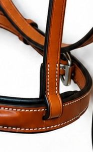 SUFI INTERNATIONAL SI-ENG-BRB-01 Brida Inglesa para Caballo de Cuero Genuino Color Bronceado con Acero Inoxidable |   Correa de nariz acolchada Cavesson - Product Image 4