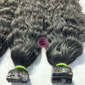 Indian Temple Curly Invisible <b>Tape</b>-in Hair Single Donor Cuticle Aligned 12A Quality Natural Color Remy <b>Machine</b> Double Weft - Product Image 3