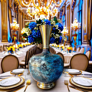 Florero de cerámica de hierro brillante moderno, Decoración de mesa de acero inoxidable para eventos de boda, cumpleaños o decoración del hogar - Product Image 4