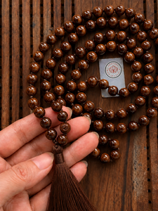 Collar de cuentas de rosario redondas hechas a mano con piedra ojo de tigre y borla, joyería religiosa de oración unisex - Product Image 3