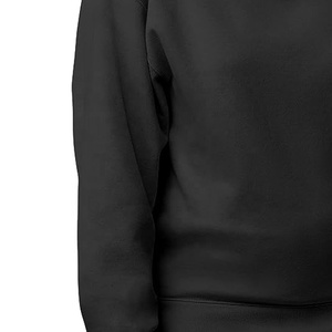 Sudadera de Mujer, Color Negro Sólido, 100% Algodón, Cuello Redondo, Corte Regular, Manga Larga, Tejido Transpirable de Felpa, Otoño Invierno - Product Image 2