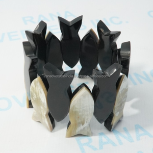 Black And White Bone Fish <b>Bracelet</b> Handmade Stretchable <b>Boho</b> Jewelry Ethnic Fashion Wrist Accessory For Women - Product Image 4