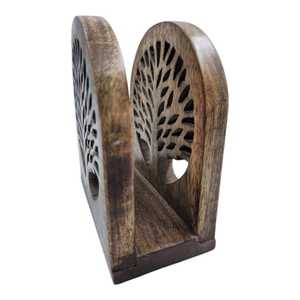 Caja de pañuelos de madera hecha a mano – Diseño de árbol tallado, decoración rústica estilo granja - Product Image 1