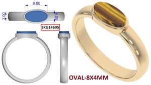 Bague en argent sterling 925 plaqué or, forme pyramide en œil de tigre naturel, classique, certifiée IGI, fabrication artisanale de bijoux - Product Image 6