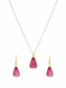Ensemble de collier plaqué rhodium personnalisé avec pendentif trapèze en calcédoine rose, chaîne à maillons et boucles d'oreilles assorties, bijoux de luxe pour femmes, bijoux de mariée - Product Image 3