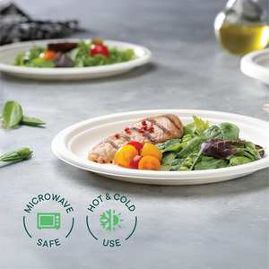 Assiettes jetables en bagasse de 10 pouces, robustes, imperméables, de qualité alimentaire, 100% compostables, écologiques, certifiées BPI, pour nouilles - Product Image 5
