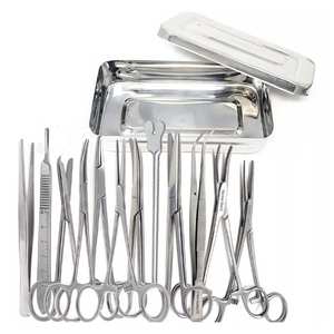 Kit de sutura para cirugía menor de 13 piezas con caja de instrumentos, juego de instrumentos quirúrgicos médicos y veterinarios de acero inoxidable - Product Image 1