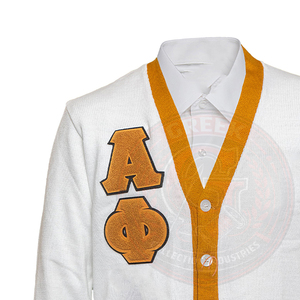 custom Greek sorority fraternity <b>men's</b> and women's <b>cardigan</b> acrylic knitted V-neck sweaters embroidery logo winter varsity - Product Image 5