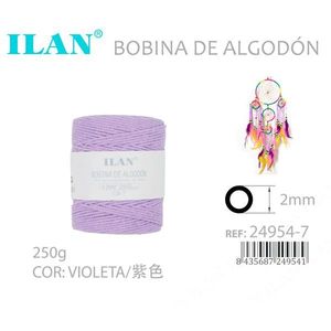 Corda di cotone Ilan 2mm viola 250g per la creazione di acchiappasogni - Product Image 3