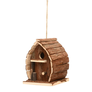 Handcrafted Wooden <b>Log</b> Birdhouse Hanging Outdoor Bird House Rustic Garden Decor Backyard Nesting <b>Box</b> Wholesale - Product Image 1