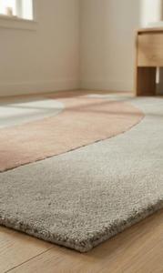 Alfombra de área suave estilo nórdico con mechones, diseño personalizado, gris y rosa, con arco y líneas, para el hogar, hotel o proyectos. - Product Image 2