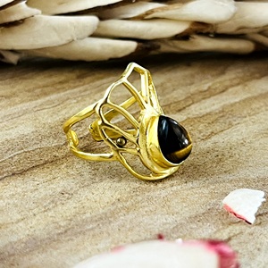 Trendy Design Boho Crown <b>Tiger</b> <b>Eye</b> <b>Rings</b> Tribal Brass <b>Rings</b> for Women 18k Gold Plated Statement Crown <b>Ring</b> for Wholesale/OEM/ODM - Product Image 6