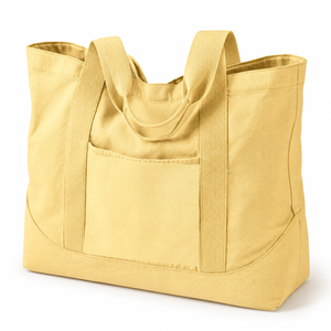 Sac fourre-tout en toile de coton pour tous les jours avec poche avant et poignées |   Sac de courses réutilisable naturel pour un usage quotidien et les courses décontractées - Product Image 1