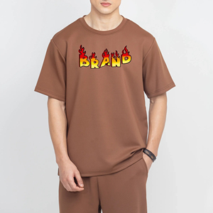 เสื้อยืดโอเวอร์ไซส์สีน้ำตาลสำหรับผู้ชาย ลายพิมพ์ด้านหน้า สไตล์ลำลอง แขนสั้น คอกลม ผ้าฝ้าย 100% ระบายอากาศได้ดี ทรงพอดีตัว - Product Image 1