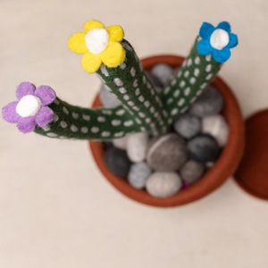 Cactus de Fieltro de Lana Hecho a Mano con Maceta – Decoración de Plantas de Fieltro Verde, Decoración para el Hogar al por Mayor, Artesanía Ecológica de Comercio Justo - Product Image 5