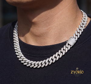 Collar de Cadena Cubana de 2 Filas Estilo Hip Hop, Plata de Ley 925, Moissanita VVS, Chapado en Oro Blanco, Lujoso, para Compromiso o Boda - Product Image 1