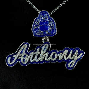 จี้เพชร925ตัวอักษร VVS Moissanite เคลือบส่วนบุคคลเสน่ห์ฮิปฮอปชุบทองสำหรับปาร์ตี้ - Product Image 1