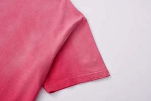 Men's Oversized <b>Pink</b> Solid Color Short Sleeve O-Neck Casual Knitted T-Shirt Regular Fit <b>Plain</b> Dyed Style - Product Image 3