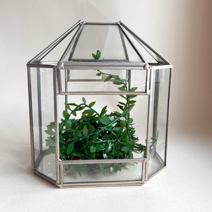 Terrarium mural moderne en métal et verre avec finition argentée brillante, forme sphérique, haute qualité, pour la décoration de table à la maison - Product Image 4
