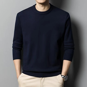Customized Antique-style Solid Men's Semi-collared Anti-Wrinkle Knitted Wool/Viscose Winter <b>Pullover</b> <b>Sweater</b> ODM Manufacturer - Product Image 4