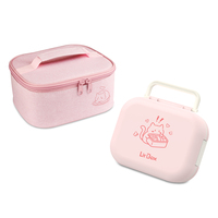 Boîte à lunch double couche en acier inoxydable 304 avec 3 compartiments, conteneur alimentaire isotherme premium, boîte à bento avec sac