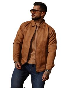 From Direct Factory Custom Design Turn Down Collar Side Pocket Solid Color <b>Men</b> Trendy High Street Retro <b>Suede</b> <b>Jacket</b> - Product Image 2
