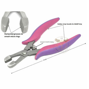 Pinzas para Colocación y Extracción de Extensiones de Cabello con Mordazas Ranuradas Horizontales, Doble Resorte, Empuñadura Ergonómica de Espuma Suave, Micro Anillo - Product Image 6