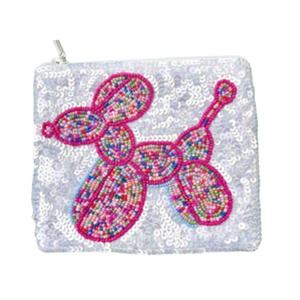 Handmade Beaded Balloon Dog Clutch <b>Sequin</b> Mini Pouch Bag Women Novelty Coin Purse Zip <b>Handbag</b> OEM Supplier - Product Image 1