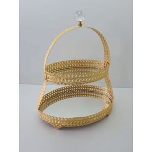 Two-<b>Tier</b> Gold Metal <b>Cake</b> Stand With Ring Design Multi-Layer Display For Elegant Cupcakes Wedding And Parties <b>Cake</b> Presentation - Product Image 5