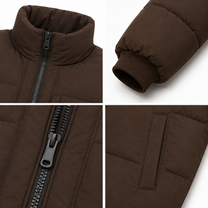 Custom Logo Mens Puffer Jacket Embroidery Printing Winter <b>Padded</b> <b>Coat</b> High Collar Ribbed Cuffs Hem Wholesale OEM Manufacturer - Product Image 4