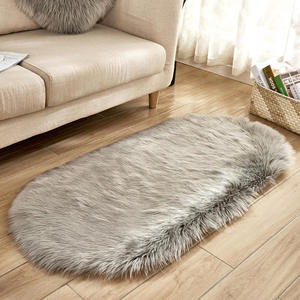 Tapis ovale moelleux en fausse fourrure de mouton à poils longs blancs pour salon, chambre d'adolescent, décoration de chambre de luxe, lavable - Product Image 4