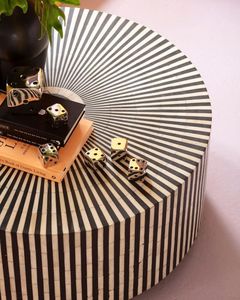 Modern Bone Inlay Center <b>Table</b> Handmade Decorative <b>Coffee</b> <b>Table</b> with <b>Black</b> and White Resin Inlay for Luxury Interiors - Product Image 4