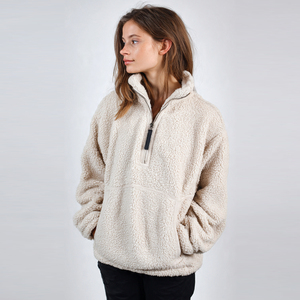 เสื้อแจ็คเก็ตเชอร์ปาแบบซิปครึ่งตัวทรงหลวมสำหรับผู้หญิง เสื้อแจ็คเก็ตขนแกะโพลาร์แขนยาวสำหรับฤดูหนาว เสื้อโค้ทขนแกะสไตล์สตรีทแวร์สำหรับผู้หญิง - Product Image 1