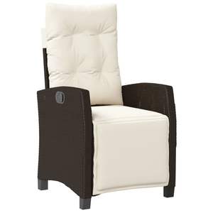 Conjunto de Comedor para Jardín Negro con Mesa y Sillas Marrones con Cojines Crema Blancos para Entretenimiento al Aire Libre - Product Image 3