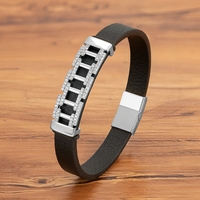 Bracelet en cuir de luxe MenneM avec strass, fermeture magnétique, minimaliste, pour usage quotidien, bijoux de mode pour femmes et hommes