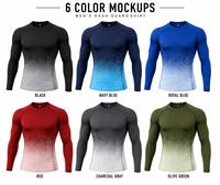 Rashguard à manches longues pour homme, col rond, couleur dégradée noire, séchage rapide, respirant, spandex, polyester, anti-UV, respectueux de l'environnement