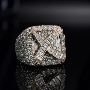 Luxury Moissanite Diamond Hip Hop <b>Ring</b> For Men Iced Out Baguette Cut Gold Plated <b>Statement</b> <b>Ring</b> Custom Fashion Jewelry - Product Image 1