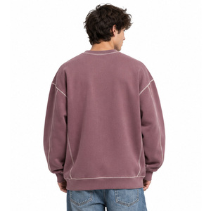 <b>Mens</b> Oversized <b>Crewneck</b> <b>Sweatshirt</b> 100 Percent Cotton Fleece Drop Shoulder Relaxed Fit Custom Wholesale Factory Supplier Quality - Product Image 2