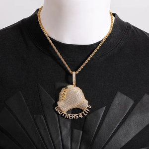 Collar con colgante de casco de lujo con incrustaciones de circonitas, oro rosa, pavé completo, estilo hip hop, joyería llamativa para hombres y mujeres - Product Image 3