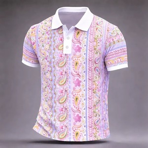 Men's <b>Paisley</b> Print Polo <b>Shirt</b> Short Sleeve Collared Button Up Casual Wear Regular Fit 100% Polyester Woven Fabric - Product Image 6