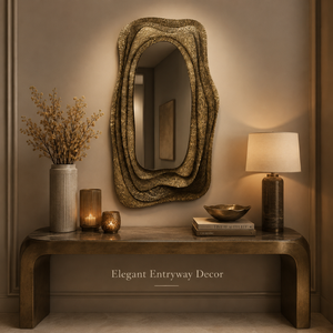 Miroir mural de luxe superposé de forme organique, miroir décoratif texturé moderne, miroir d'appoint artistique irrégulier avec cadre design pour les pièces - Product Image 2