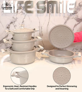 Ensemble de casseroles en granit de qualité supérieure antiadhésif avec poignées en bakélite résistantes à la chaleur, couvercles en métal économiseurs d'énergie et base compatible induction - Product Image 5