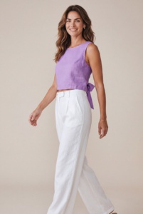 100% Cotton Bow <b>Tie</b> <b>Top</b> for Women Breathable Casual Sleeveless O-<b>Neck</b> Lightweight Party Wear <b>Top</b> Gift for Her - Product Image 2