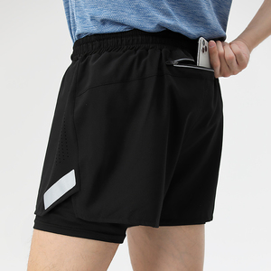Quick Dry Breathable Double <b>Layer</b> Fitness Running Shorts for Men Workout Sportswear Gym Shorts - Product Image 4