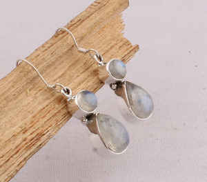 Natural Rainbow Moonstone <b>Earrings</b> 925 <b>Silver</b> Handmade Jewelry Manufacturer Blue Fire Moonstone Cabochon <b>Earrings</b> Bulk Wholesale - Product Image 4