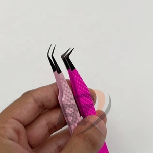 Pinces à cils en acier inoxydable, pointe en fibre de couleur personnalisée, pointues pour extensions de cils en volume avec étiquette privée - Product Image 4