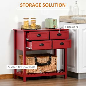 Mobile Bar Moderno con 4 Cassetti, Credenza Buffet con Ripiano Inferiore a Doghe, Tavolo Console Contemporaneo in Legno per Uso in Stile Rustico/Country - Product Image 3